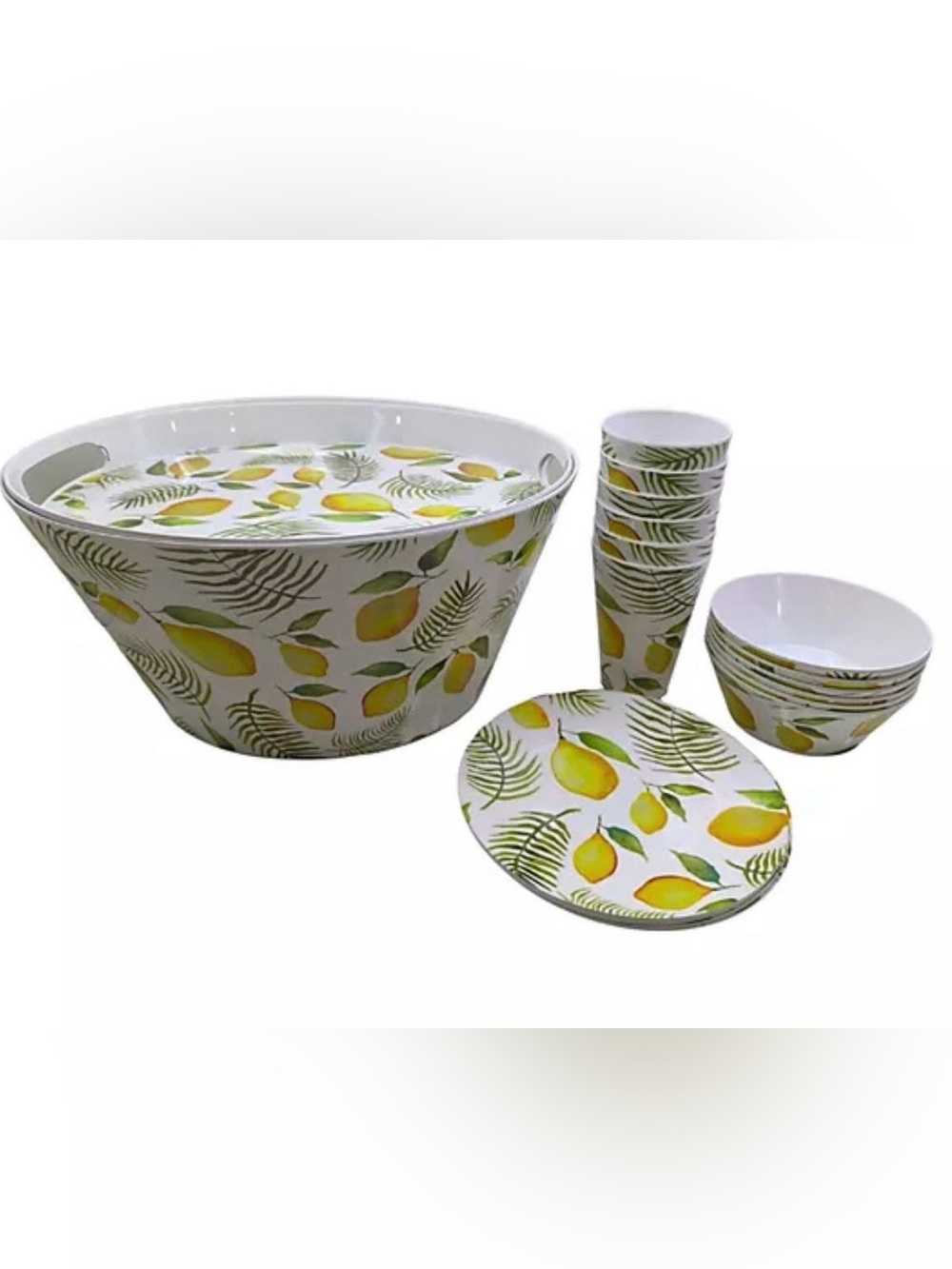 Lemon Print Salad Bowl & Dish Set in Box